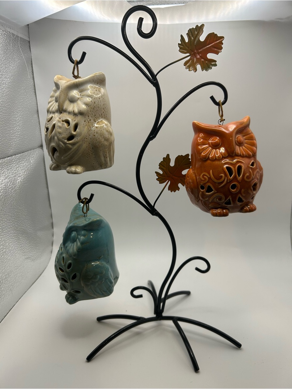 Cracker Barrel Fall Ceramic Owl Hanging Ornaments - Multicolor (Home Holiday)